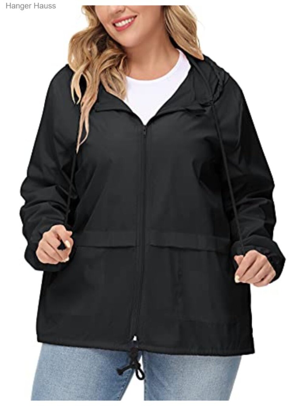 Plus Size Waterproof Raincoat Hooded Packable Windbreaker Outdoor Lightweight
